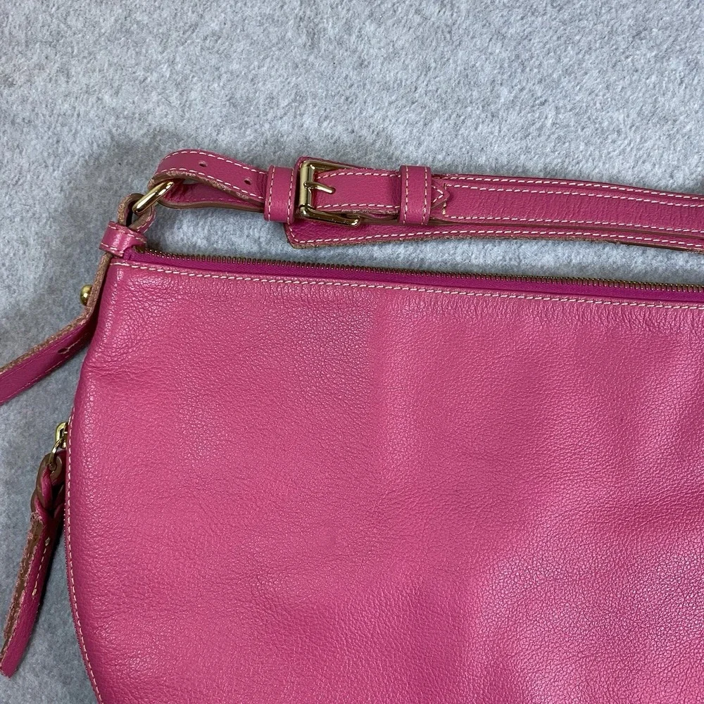 Dooney & Bourke Y2K Pink Leather Expandable Hobo Shoulder Bag Purse Crescent